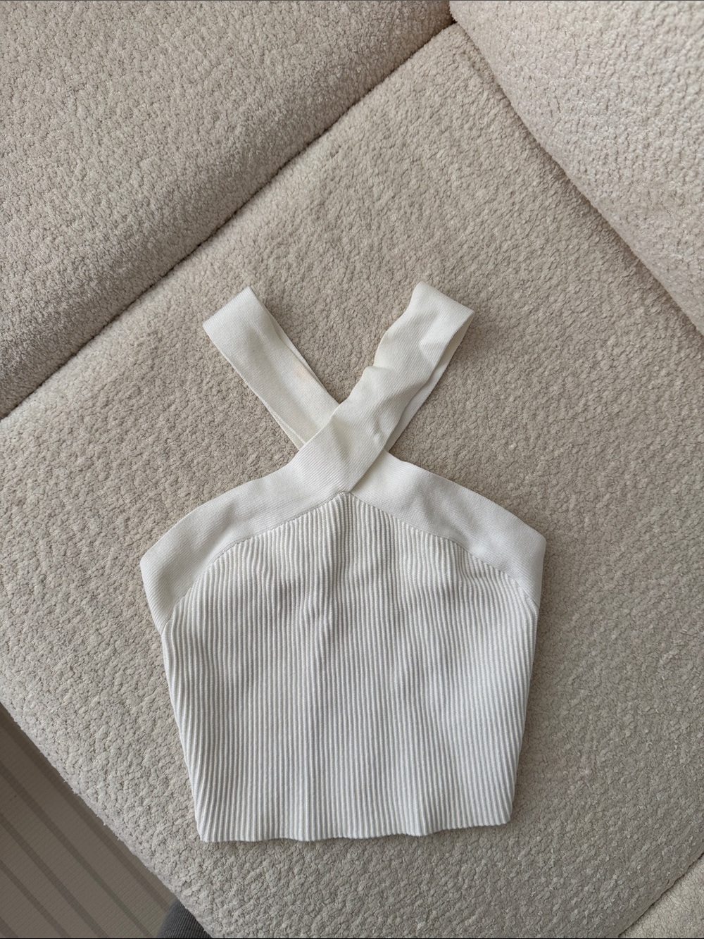 Babaton Ivory Ribbed Cross-Front Camisole